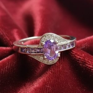 Sterling Silver Ring with Amethyst color stone