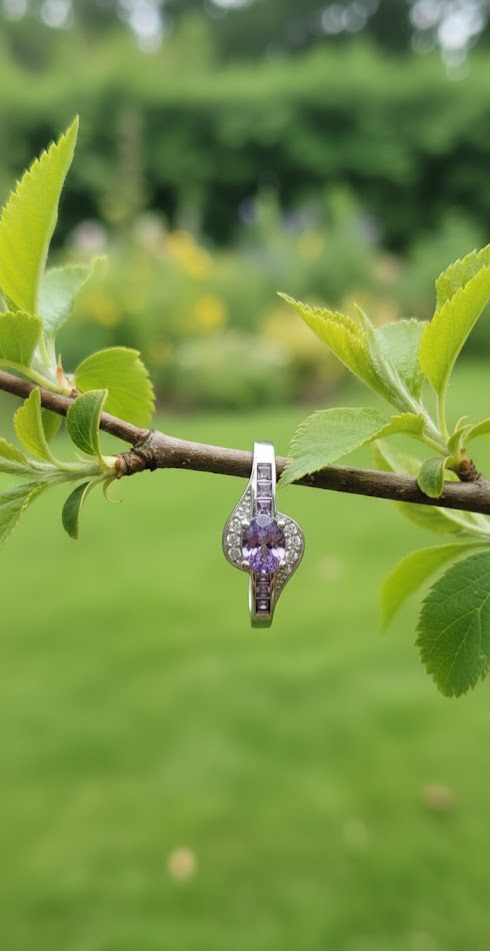 Sterling Silver Ring with Amethyst color stone - Image 2