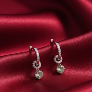 Detachable Bluish-Green Moissanite Earrings S925