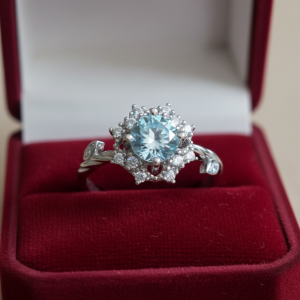 Luxurious1Ct Blue Moissanite Ring in Sterling Silver