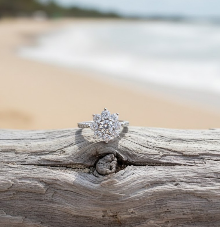 18 K Gold Plated Sterling Silver Snowflake Shaped Ring - Image 3