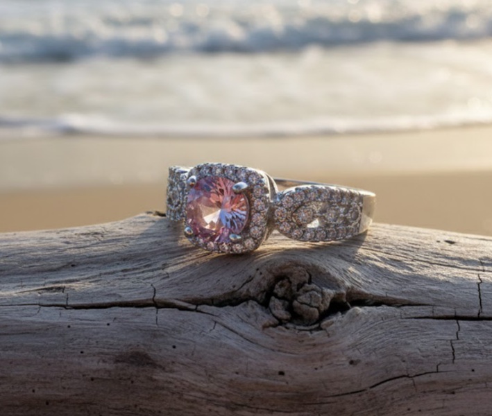 Pink Moissanite Ring 1 Ct - Image 5