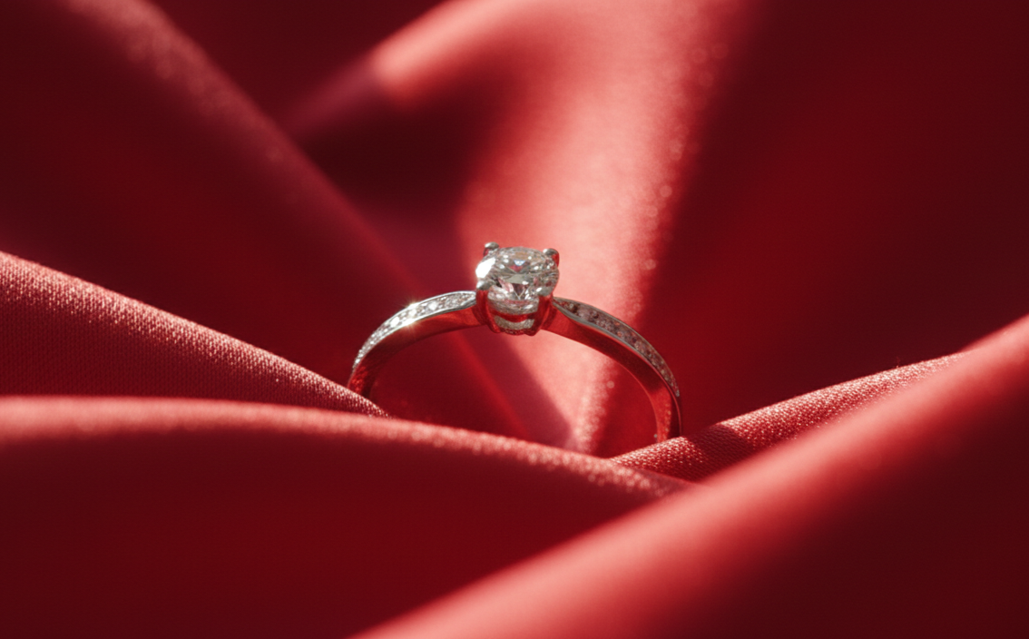 Sterling Silver Ring With 0,3Ct Moissanite